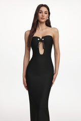 Kandiss Elegant Contour Strapless Cut Out Bandage Maxi Dress
