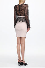 Ymire Long Sleeve Lace Bandage Mini Dress