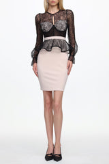 Ymire Long Sleeve Lace Bandage Mini Dress