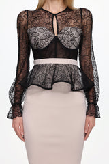 Ymire Long Sleeve Lace Bandage Mini Dress