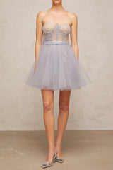 madeline grey embellished puff tulle mini dress