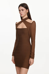 Estrela Overlay Long Sleeve Bandage Mini Dress