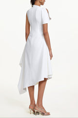 Weren white High Neck Asymmetric Maxi Dress
