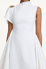 Weren white High Neck Asymmetric Maxi Dress