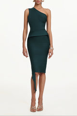 Novah One Shoulder Bandage Midi Dress