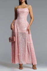 Poly pink Sleeveless Sequin Maxi Dress