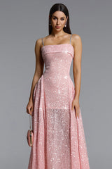 Poly pink Sleeveless Sequin Maxi Dress