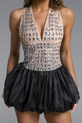 Uano Contour Halter Puff Mini Dress