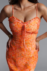 Ienee Sleeveless Ruffle Floral Print Woven Maxi Dress