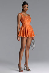louise Crochet Embroidered mini dress - orange