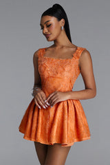 louise Crochet Embroidered mini dress - orange