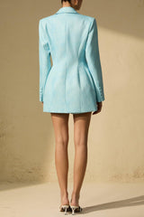 polly Blue Double-Breasted Blazer Mini Dress with Shorts