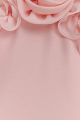 helen off-shoulder Chiffon Flower Maxi Dress - Baby Pink