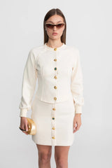 tabitha Embellished Button Co-ord Set – Ivoire