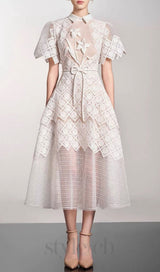 EMBROIDERY MIDI DRESS IN WHITE
