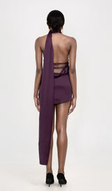 WRAP NECK DRESS IN NIGHT SHADE