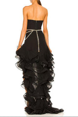 selena black ruffle trim Corset mini Dress