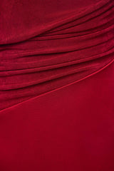 Mirabel A-line Back Slit Taffeta Midi Dress in red