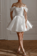 molly Detachable Straps mini Dress in Light Ivory