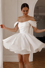 molly Detachable Straps mini Dress in Light Ivory
