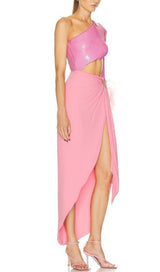 PINK FRESH SEQUINED MIDI DRESS