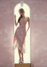 mandy Floral lace embroidery midi dress - pink