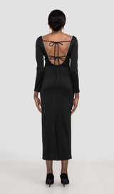 CRYSTAL EMBELLISHED MAXI DRESS IN BLACK