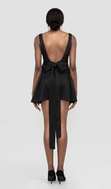 BACKLESS BOW MINI DRESS IN BLACK