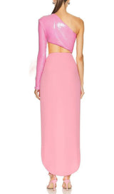 PINK FRESH SEQUINED MIDI DRESS