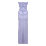 ADELA BLUE STRAPLESS CUT OUT FLOWER BLOOM MIDI DRESS