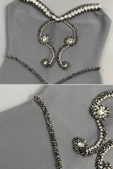 alyssa Gray Crystal Embellished Strapless Gown with Choker