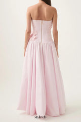 nancy Bubble Hem Maxi Dress in Pastel pink