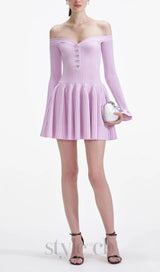 Pink Ribbed Knit Mini Dress