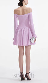 Pink Ribbed Knit Mini Dress