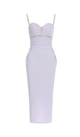 BACK STRAP DIAMONDS LOW-CUT TIGHT MIDI DRESS