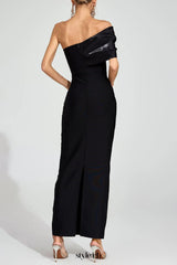 xaviera Black Diamond Bandage strapless maxi Dress