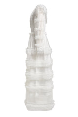 kimberley white Beaded Frill Round Neck Midi Dress