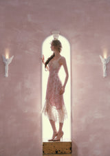 mandy Floral lace embroidery midi dress - pink