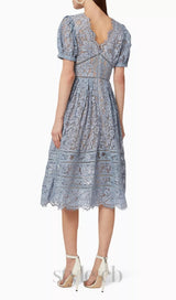 FINE CORD LACE MIDI DRESS