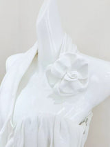 Vanya White Halter Draped Top & Ruffled Skirt Set