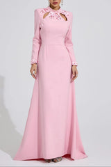 shirley Light Pink rhinestone cutout Mermaid Maxi Dress