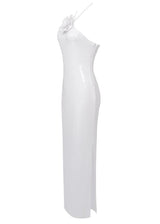 anila Glitter Rosette Halter Sequined Maxi Dress In White