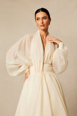 Lilly Deep V Neck Puff Sleeve Maxi Dress
