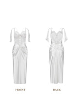 alexandra satin Corset Dress in white