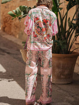 liz multicolor Linen shirt cardigan long-sleeved set