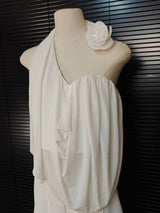 Vanya White Halter Draped Top & Ruffled Skirt Set