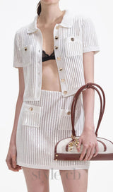 White Sequin Crochet Mini Skirt