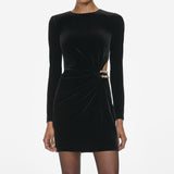 yvette black Velvet Embellished Mini Dress