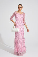 sarah Pink Diamond embellished tulle Maxi Dress
