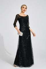 sarah black Diamond embellished tulle Maxi Dress